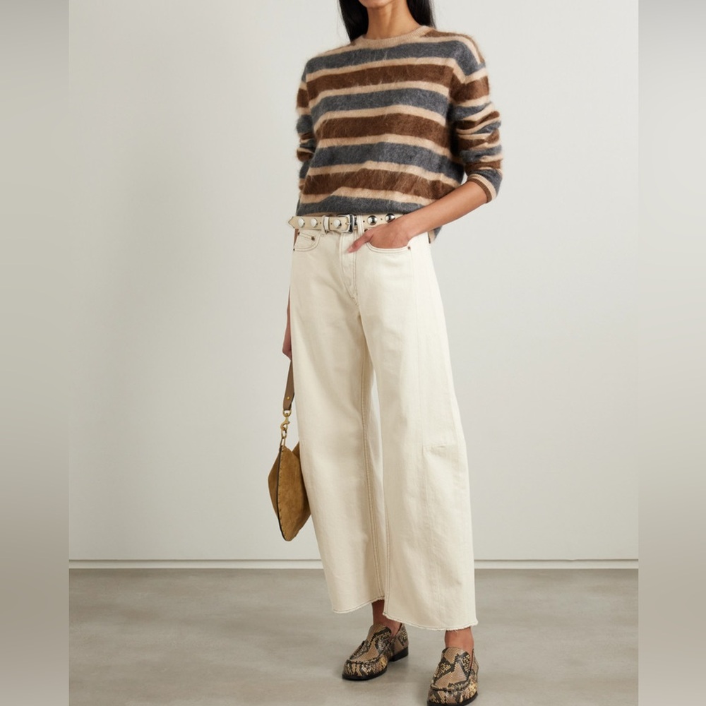B Sides Lasso Cream Jeans with frayed hem